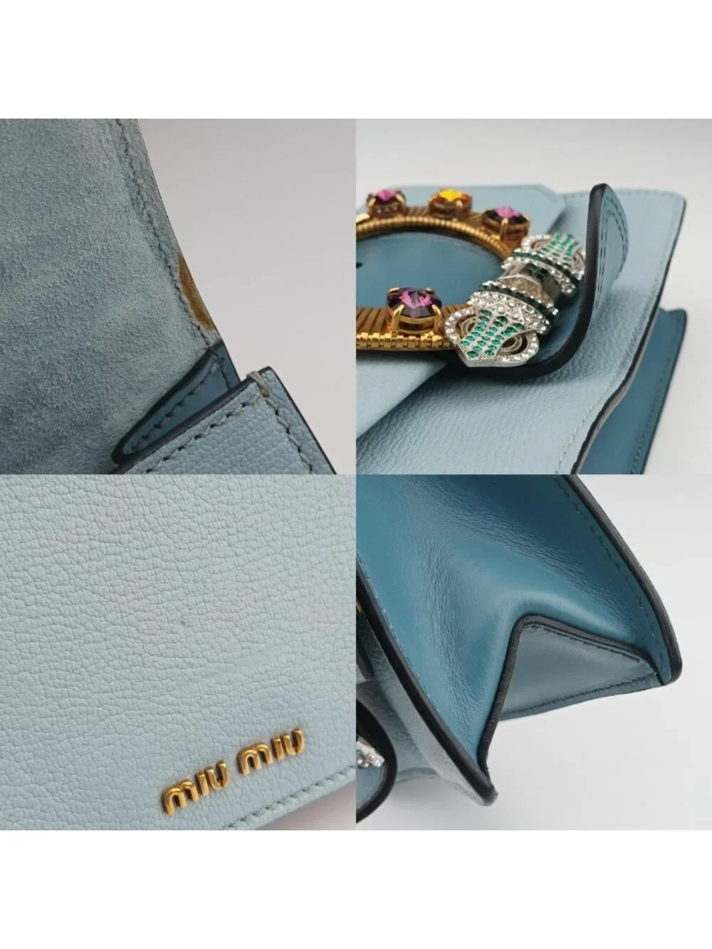 Miu Miu Blue Multicolor Leather Shoulder Bag